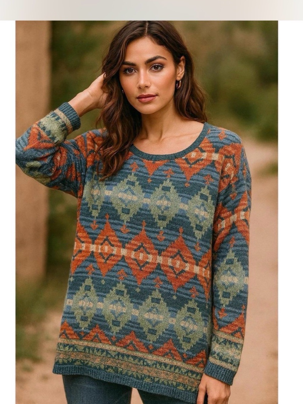 Ralph Lauren Denim & Supply
Aztec Print Boho Western Cotton Sweater Sz XL